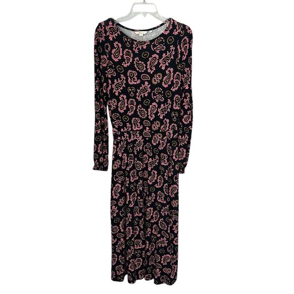 Boden Evelyn Jersey Midi Dress Azalea Paisley Womens Size 10 Long - Picture 2 of 11